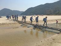 The new bridge built by volunteers after the typhoon